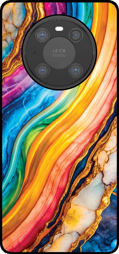 Smartphonica Telefoonhoesje Geschikt voor Huawei Mate 40 Pro met Regenboog Goud Marmer Opdruk - TPU Backcover Case Rainbow Gold Marble Design geschikt voor Huawei Mate 40 Pro