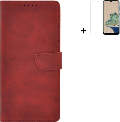 MoDo hoesje Geschikt voor Nokia G22 - Kunstleer Book Case - Rood hoesje met screenprotector