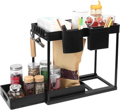 HEZIVO® Gootsteenkast Organizer - Keukenkast Opbergrek - Badkamerkast - Aanrecht Kast - 2-Laags