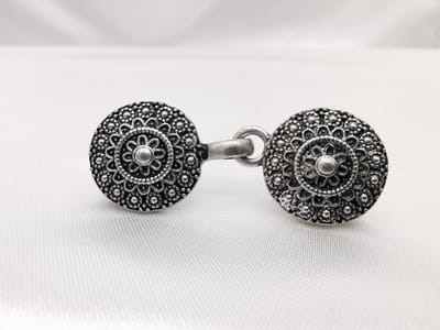 Vestsluiting - clip met haakje - BALINESISCHE Mandala Bloem - voor - vest - sjaal - omslagdoek in kleur antiek zilver look.