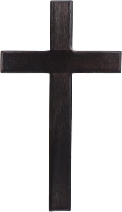 Houten Kruis - Wanddecoratie Religieus - Thuis Meditatie - Glad Gepolijst Hout - 28 x 16 cm - Zwart