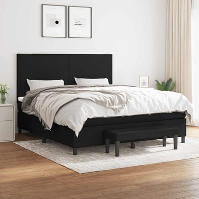 vidaXL - Boxspring - met - matras - stof - zwart - 160x200 - cm