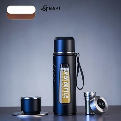 Drinkgerei Transparante Glazen Kopjes Huis en Keuken Drinkartikelen Koffiemok Draagbare Theekop met Deksel Drinkgerei 500ML-2000ML gray