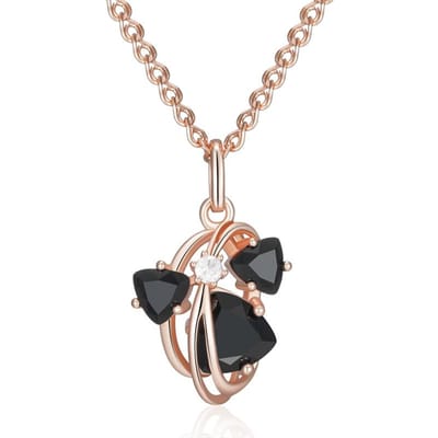 Sprankelende Zwarte Natuurlijke Zirkoon Hanger Ketting Voor Vrouwen Roségoud Kleur Vintage Bruiloft Feest Fijn Dagelijks Sieraden gray