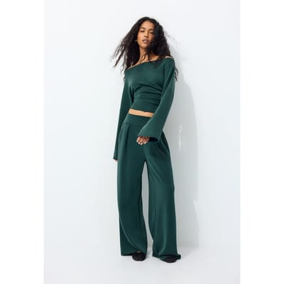 Stradivarius Asymmetrische soft touch sweater met plooien  Kaki XS