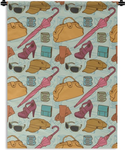Wandkleed - Wanddoek - Kleren - Paraplu - Seizoenen - Design - 90x120 cm - Wandtapijt