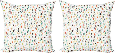 ABAKUHAUS Geometrische decoratieve kussenhoez 2-pack, cirkel-ruit en pijl 50x50 cm, meerkleurig