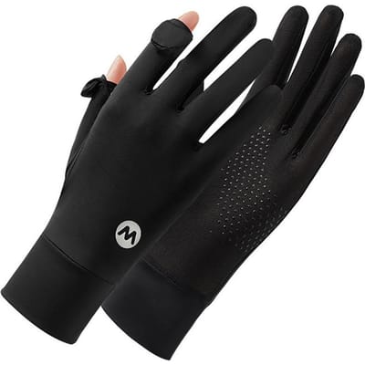 Upf50+ 1 Paire Gants Protection Solaire Sensation Glace Antidérapants Vélo Fil Original Gants Glace Conduite Estivale Vélo Unisexe noir