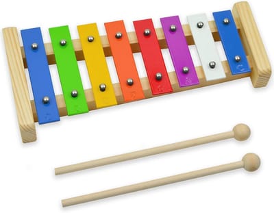Kleurrijke 8-noots diatonische xilofon met houten slaginstrumenten - ideale muziekles voor kinderen