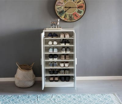 Nancy's Dunkirk Schoenenkast - Circa 14 Paar - Schoenen Organizer - Schoenenrek - Wit - Deuren