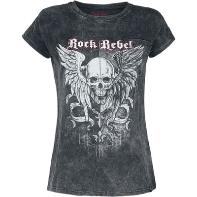 Rock Rebel by EMP - Rock T-shirt - T-shirt met opvallende schedelprint - S tot 3XL - voor Vrouwen - grijs
