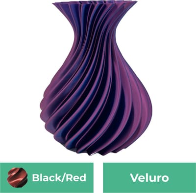 Veluro design vaas – Decoratieve vaas - Zwart / Rood - 3d geprinte vaas – geschikt voor droogbloemen - 20CM
