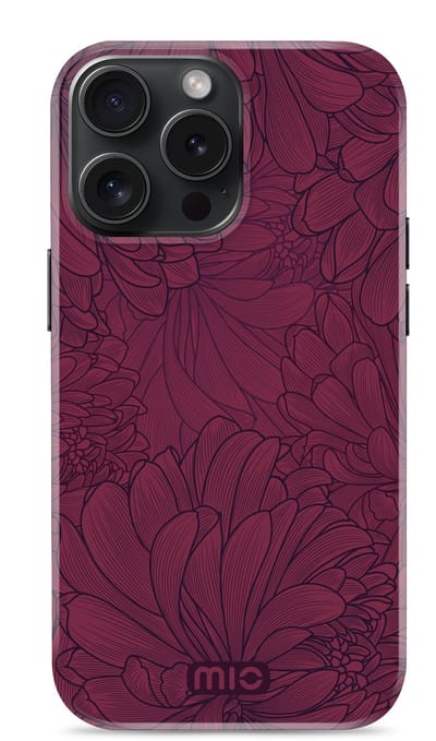Mio by Mobilize Hoesje geschikt voor Apple iPhone 15 Pro MagSafe Telefoonhoesje Hardcase | Mio by Mobilize Backcover | Geschikt voor MagSafe | Geschikt voor Draadloos Opladen met Magnetische Ring | Geschikt voor MagSafe Case - Berry Blooms | Rood