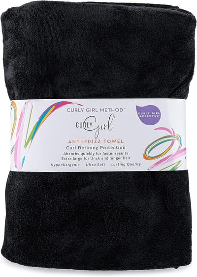 Grote Microvezel Haarhanddoek voor Krullen - Anti-Kroes & Ultra Absorberend (Zwart)