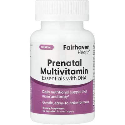 Fairhaven Health, Essentiële Prenatale Multivitamine met DHA, Citroen Essentie, 60 Capsules