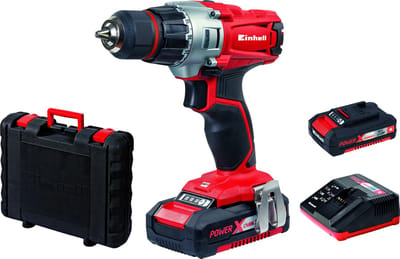 Einhell Accu Boor-/Schroefmachine TE-CD 18/2 Li Kit - Power X-Change - 18 V/Li-ion - 44 Nm - 0-350/0-1.250 t/min - 10 mm snelspanboorkop - Incl. 2x 1.5 Ah accu en lader