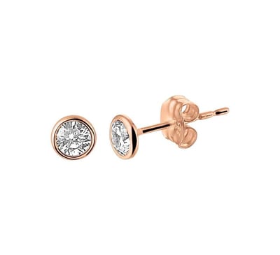 YO&NO - Oorbellen - Rosegoud - Oorknoppen - Zirkonia - 4mm - Sieraden vrouw - 14k - 585 Goud
