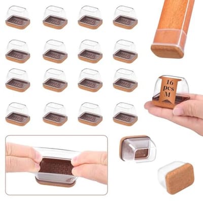 16 Stuks Stoelpootdoppen en Beschermkappen voor Vloerbescherming