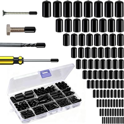 Rubberen Schroefdoppen - Afsluitdoppen Vinyl - Bescherming Onderdelen - Flexibel PVC Materiaal - 350 Stuks - Zwart