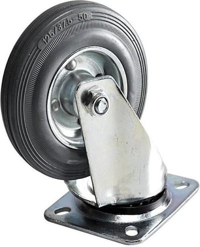 Benson Zwenkwieltje - 2x - rubber zwart - 125 mm - draagkracht 100 kg - transportwiel