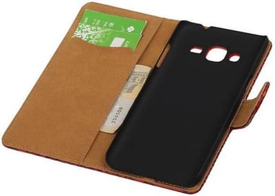Slang Bookstyle Hoes - Geschikt voor Samsung Galaxy J3 J300F Rood