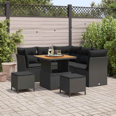 vidaXL - Tuinbank - Set - 8 - st - 5-Aantal - zitplaatsen - Zwart - poly - rattan