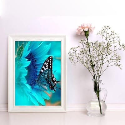 Peinture diamant papillon bleu strass mosaïque diamant broderie fleur point de croix décoration d'intérieur 20X30CM blue