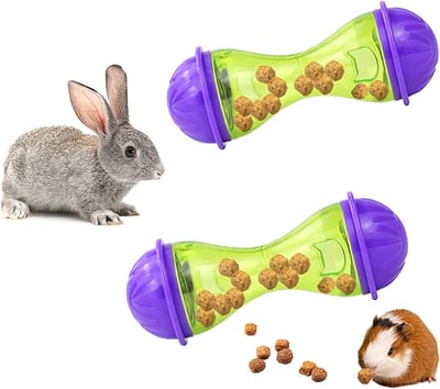 longziming -Interactieve snackballen voor konijnen en knaagdieren – Set van 2 – Slow feeder voerspeelgoed – Geschikt voor cavia’s en kleine dieren – Voor gezond en speels voeren