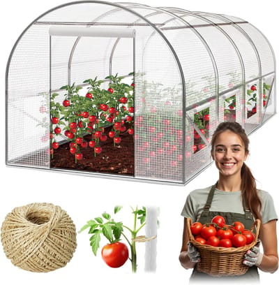 Famanu – Folietunnel broeikas met stalen frame, afmetingen 2 x 4,5 x 2 m, 9 m², wit