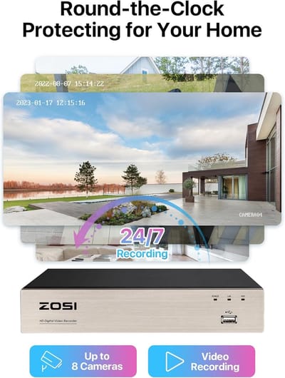 RFWR® 1080P Buitenbewakingscamera Set met 1TB DVR en 4 Camera's - Nachtzicht en Bewegingsdetectie