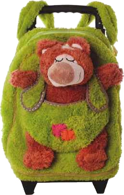 Inware Rugzaktrolley kinderkoffer - pluche beer knuffel - kunststof/polyester - 35 x 25 x 13 cm