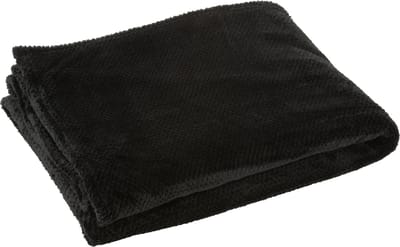 J-Line deken Snuggle - polyester - zwart