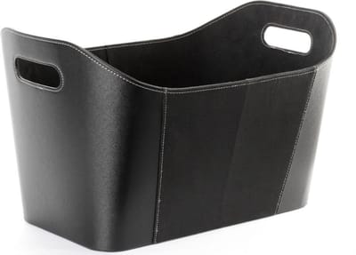 Houtmand zwart lederlook met suede - zwart - lederlook - suede - H30/B50/D34
