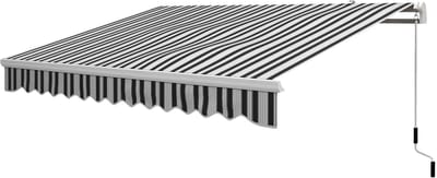 Balkonluifel – Voor buitengebruik op balkon of terras – UV-bestendig, geschikt voor alle oppervlakken, met handslinger – Aluminium en polyester, 395x245x350 cm, wit