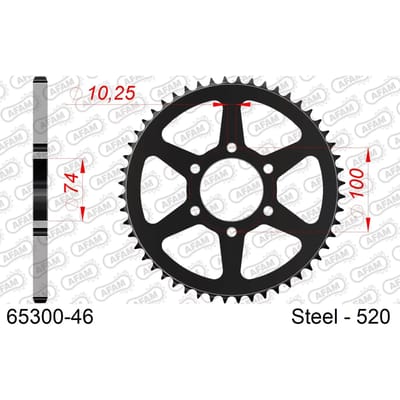 Stalen motortandwiel achteraan Afam 520 46 dents