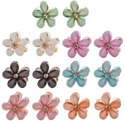 Set van 14 Mini Haarclips in 7 Kleuren - Bloemen Haarclips voor Meisjes en Vrouwen, Antislip Haaraccessoires voor Bruiloften en Feestjes