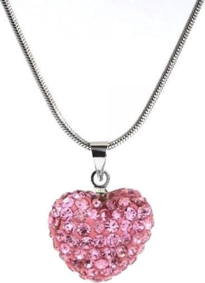 Fako Bijoux® - Ketting - Disco Dots - Hart - Roze