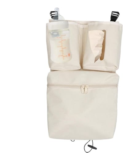 Kinderwagen Organizer - Opbergtas Kinderwagen - Baby Benodigdheden - Waterdicht Oxford Materiaal - 40 x 24 cm - Beige