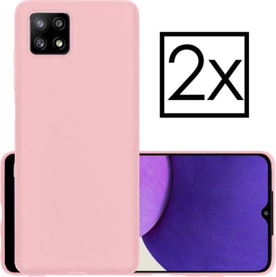 Hoesje - 2 Stuks - Geschikt voor Samsung Galaxy M22 - Sterk & Shockproof - Case Siliconen - Back Cover - Telefoon Hoes - Lichtroze