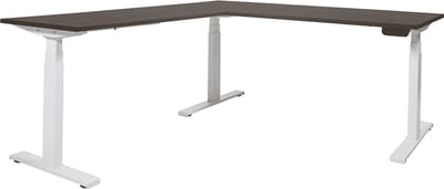 Dextro Plus Hoek-opstelling elektrisch zit/sta bureau frame Wit (RAL9010) blad Logan eiken 160CMx200CM