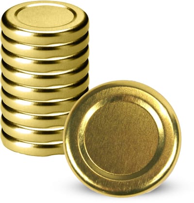 KADAX fi Schroefdeksel voor potten, 38 mm reservedeksel, metalen twist-off-deksel, deksel voor inmaakpotten, flessen en weckpotten, goudkleurig, 10 stuks