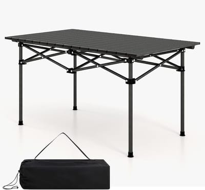 KOMFOTTEU Campingtafel, inklapbaar, van aluminium, met oprolbaar, voor 4-6 personen, met draagtas, voor barbecue, picknick, tuin, 95 x 55 x 50 cm