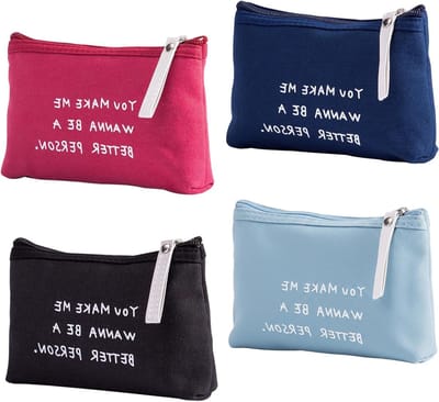 Linnen Make-up Tas Set van 4 Stuks, Kleine Reis Make-up Tassen voor Vrouwen en Meisjes, Ideaal voor Dagelijks Gebruik en Reizen