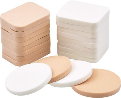 Set van 20 Make-up Sponzen voor Face Paint - Perfect voor Foundation, Primer en Blenders - Droog en Nat Gebruik - Rond en Rechthoekig - Wit