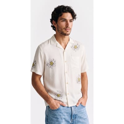 AllSaints Petal Ss Shirt Ecru White Taglia: M | Camicie Casual Outlet | Uomo | Marrone