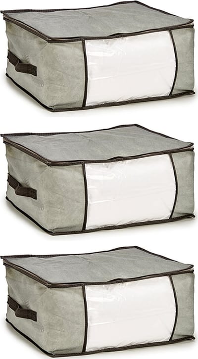 Arte r opbergtas/beschermhoes beddengoed/kleding - 3x - grijs - 45 x 30 x 20 cm