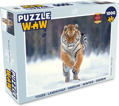 Puzzel Tijger - Landschap - Sneeuw - Winter - Dieren - Legpuzzel - Puzzel 1000 stukjes volwassenen