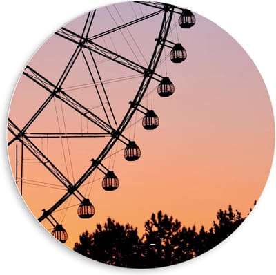 KuijsFotoprint - Schilderij - Reuzenrad Met Mooie Lucht Achtergrond - Zwart En Roze - 80 X 80 Cm