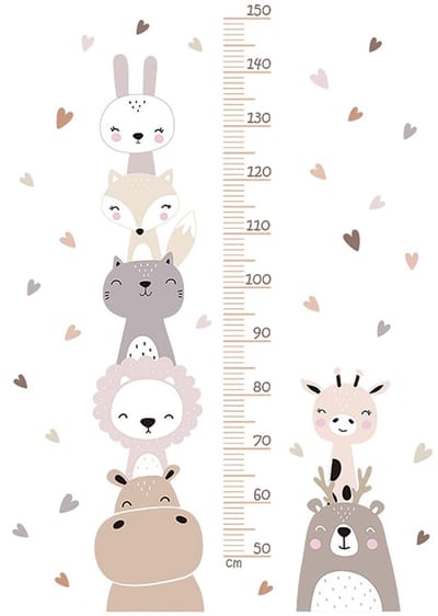 NTH products - Zelfklevende Groeimeter Muurtattoo voor Kinderen met Dierenmotief