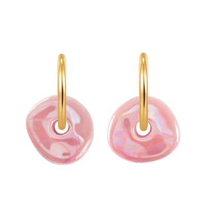 Planet Pink - Hoop oorbellen salmon goud - Stainless Steel - Roestvrij Staal rvs - Waterproof